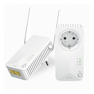 Κιτ επέκτασης δικτύου μέσω ρεύματος STRONG Powerline 600 Duo Wi-Fi EU V2 με ταχύτητα έως 600Mbps και ενσωματωμένη πρίζα