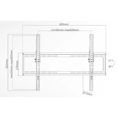 Βάση τηλεόρασης tilt slim για τηλεοράσεις 37"-70" με αντοχή έως 35Kg