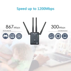 Ασύρματος ενισχυτής Wi-Fi Repeater WAVLINK WL-WN575A3 Dual Band AC1200 με 4 κεραίες και θύρες LAN/WAN 72x50x25mm