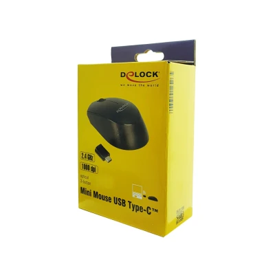 Οπτικό ασύρματο ποντίκι DELOCK 12526 USB-C receiver 3-button, μαύρο