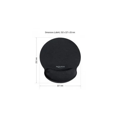 DELOCK Mousepad 12559 με στήριγμα καρπού, 252 x 227mm, μαύρο