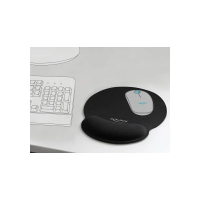 DELOCK Mousepad 12559 με στήριγμα καρπού, 252 x 227mm, μαύρο