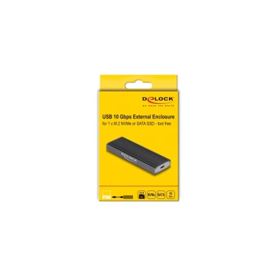 DELOCK θήκη για M.2 NVMe PCIe/SATA SSD 42019, tool free, 10Gbps, μαύρη