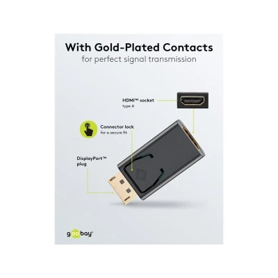 Αντάπτορας GOOBAY DisplayPort σε HDMI 51719, gold-plated, μαύρος Αντάπτορας GOOBAY DisplayPort σε HDMI 51719, gold-plated, μαύρος