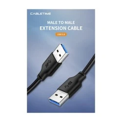 CABLETIME καλώδιο USB 3.0 C160, 5Gbps, 3m, μαύρο