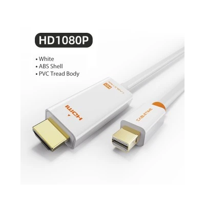 Καλώδιο Mini DisplayPort σε HDMI CABLETIME με ανάλυση έως 1080p μήκος καλωδίου 1.8m σε λευκό χρώμα