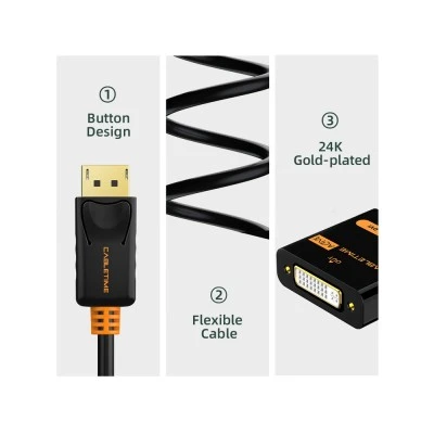 Αντάπτορας DisplayPort σε DVI CABLETIME με ανάλυση έως1080p με μήκος καλωδίου 0.2m μαύρο 