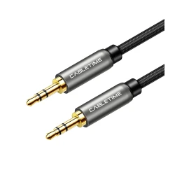 Καλώδιο ήχου AUX Stereo CABLETIME με βύσμα 3.5mm 1/8" μήκος 3m σε μαύρο χρώμα