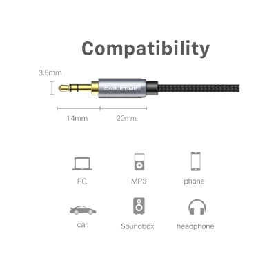 Προέκταση καλωδίου ήχου CABLETIME AUX Stereo 3.5mm M-F με μήκος 1.8m σε μαύρο χρώμα Προέκταση καλωδίου ήχου CABLETIME AUX Stereo 3.5mm M-F με μήκος 1.8m σε μαύρο χρώμα