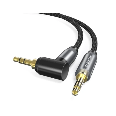 Καλώδιο ήχου AUX Stereo CABLETIME 3.5mm (1/8") 90 Degree γωνιακό με μήκος 1m μαύρο