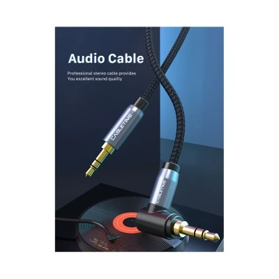 Καλώδιο AUX Stereo CABLETIME 3.5mm (1/8") 90 Degree γωνιακό με μήκος 1.8m σε μαύρο χρώμα