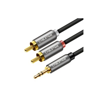 Καλώδιο Stereo 3.5mm σε 2x RCA CABLETIME με μήκος καλωδίου 1.8m σε μαύρο χρώμα Καλώδιο Stereo 3.5mm σε 2x RCA CABLETIME με μήκος καλωδίου 1.8m σε μαύρο χρώμα
