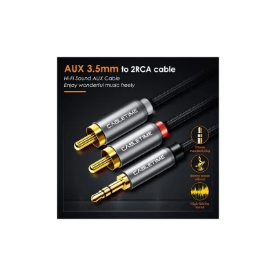Καλώδιο Stereo CABLETIME AV314 3.5mm σε 2x RCA μαύρο μήκους 3m