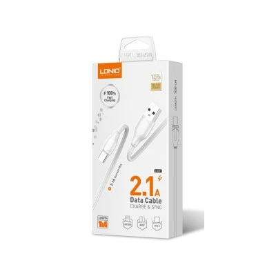 LDNIO καλώδιο Lightning σε USB LS371, 2.1A, 1m, λευκό