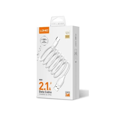 LDNIO καλώδιο Lightning σε USB LS372, 2.1A, 2m, λευκό LDNIO καλώδιο Lightning σε USB LS372, 2.1A, 2m, λευκό
