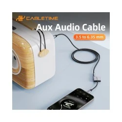 CABLETIME καλώδιο ήχου 3.5mm σε 6.35mm CT-AV321-H11G, 2m, μαύρο