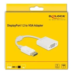 Αντάπτορας DELOCK DisplayPort σε VGA 61007, Full HD, passive, λευκός