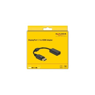 Αντάπτορας DELOCK DisplayPort σε HDMI 61011, 1080p Passive, 15cm, μαύρος