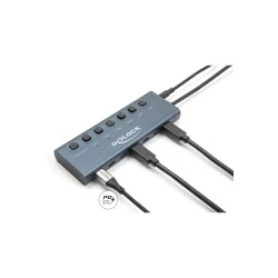 DELOCK USB-C hub 63410 με διακόπτες, 7x θυρών, 5Gbps, 20W, USB-C σύνδεση, μπλε