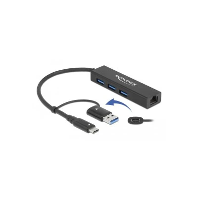 Docking station DELOCK με 3x θύρες USB 3.2 Gen 1/LAN 1000Mbps με ταχύτητα μεταφοράς δεδομένων 5Gbps μαύρο Docking station DELOCK με 3x θύρες USB 3.2 Gen 1/LAN 1000Mbps με ταχύτητα μεταφοράς δεδομένων 5Gbps μαύρο
