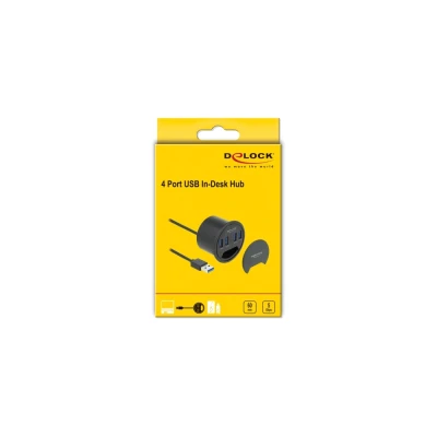 USB hub DELOCK με 4x USB 3.2 Gen 1, 5Gbps με διάμετρο εγκοπής 60mm σε μαύρο χρώμα