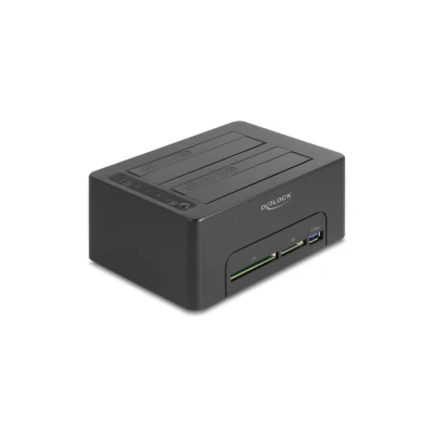 Docking station DELOCK clone function 2xθύρες HDD CF/SD μεταφορά δεδομένων έως 5Gbps μαύρο