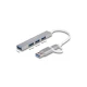 DELOCK USB hub 64214, 4x USB θύρες, USB & USB-C σύνδεση, γκρι