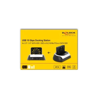 DELOCK docking station για M.2 NVMe/SATA ή 2.5"/3.5" SSD/HDD 64280, 10Gbps, μαύρο