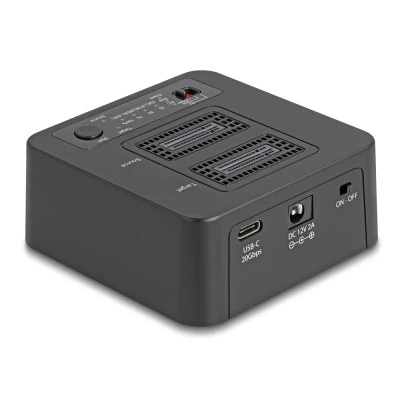 DELOCK docking station για M.2 NVMe SSD 64300, 2 θέσεων, 20Gbps, clone/erase function, μαύρο
