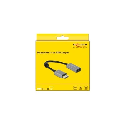 Αντάπτορας DisplayPort 1.4 σε HDMI DELOCK με ανάλυση οθόνης 4K HDR active σε γκρι χρώμα