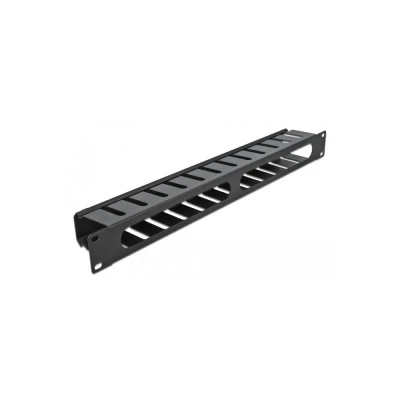 DELOCK cable management 66550 για rack 19"/1U με 2 πλαϊνά ανοίγματα σε μαύρο χρώμα