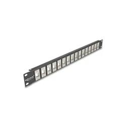 DELOCK Keystone patch panel 66758 για καμπίνα δικτύου 19"/1U 16x ports σε μαύρο χρώμα