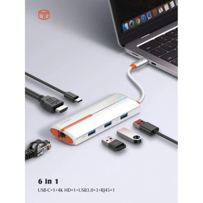 LDNIO docking station DS-26H, 6 θυρών, USB-C σύνδεση, 4K, 100W PD, λευκό LDNIO docking station DS-26H, 6 θυρών, USB-C σύνδεση, 4K, 100W PD, λευκό