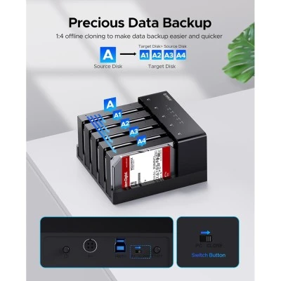 ORICO docking station για 2.5" ή 3.5" SATA HDD/SSD 6558US3-C, 5 θέσεων, 5Gbps, clone function, μαύρο ORICO docking station για 2.5" ή 3.5" SATA HDD/SSD 6558US3-C, 5 θέσεων, 5Gbps, clone function, μαύρο
