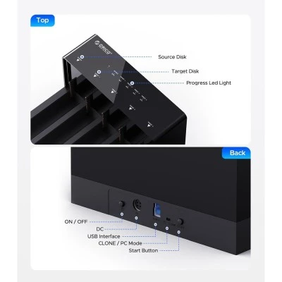 ORICO docking station για 2.5" ή 3.5" SATA HDD/SSD 6558US3-C, 5 θέσεων, 5Gbps, clone function, μαύρο ORICO docking station για 2.5" ή 3.5" SATA HDD/SSD 6558US3-C, 5 θέσεων, 5Gbps, clone function, μαύρο