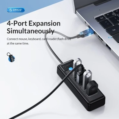 ORICO USB hub PW4U-C3, 4x θυρών, USB 3.0, 5Gbps, USB-C σύνδεση, μαύρο ORICO USB hub PW4U-C3, 4x θυρών, USB 3.0, 5Gbps, USB-C σύνδεση, μαύρο
