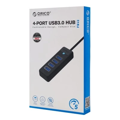 ORICO USB hub PW4U-C3, 4x θυρών, USB 3.0, 5Gbps, USB-C σύνδεση, μαύρο ORICO USB hub PW4U-C3, 4x θυρών, USB 3.0, 5Gbps, USB-C σύνδεση, μαύρο