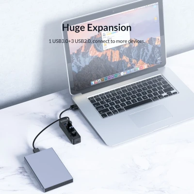 ORICO USB hub TWU32-4A, 4x θυρών, USB 3.0, 5Gbps, USB σύνδεση, έξτρα τροφοδοσία, μαύρο