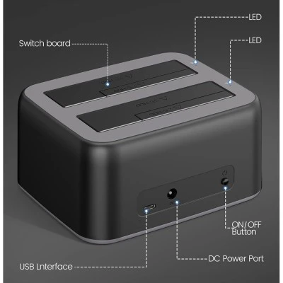 ORICO docking station για 2.5" ή 3.5" SATA HDD/SSD 6829C3-V1, 2 θέσεων, 5Gbps, μαύρο