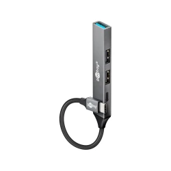 GOOBAY USB hub 74459, 4x θυρών, USB 3.2, 5Gbps, USB-C σύνδεση, γκρι