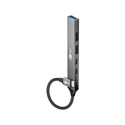 GOOBAY USB hub 74460, 5x θυρών, USB 3.2, 5Gbps, 100W, USB-C σύνδεση, γκρι