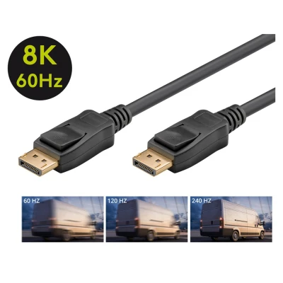 Καλώδιο Goobay DisplayPort 74777, VESA Certified, 8K/60Hz, 32.4 Gbps, 1m, μαύρο