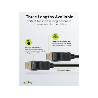 Καλώδιο Goobay DisplayPort 74778, VESA Certified, 8K/60Hz, 32.4 Gbps, 2m, μαύρο Καλώδιο Goobay DisplayPort 74778, VESA Certified, 8K/60Hz, 32.4 Gbps, 2m, μαύρο