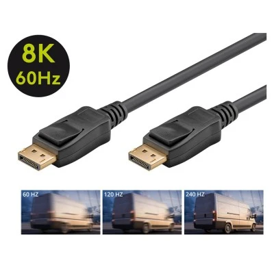 Καλώδιο Goobay DisplayPort 74778, VESA Certified, 8K/60Hz, 32.4 Gbps, 2m, μαύρο Καλώδιο Goobay DisplayPort 74778, VESA Certified, 8K/60Hz, 32.4 Gbps, 2m, μαύρο