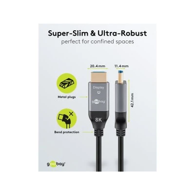 Καλώδιο GOOBAY HDMI 2.1 76274 με Ethernet, 8K/60Hz, 48 Gbps, 10m, μαύρο Καλώδιο GOOBAY HDMI 2.1 76274 με Ethernet, 8K/60Hz, 48 Gbps, 10m, μαύρο