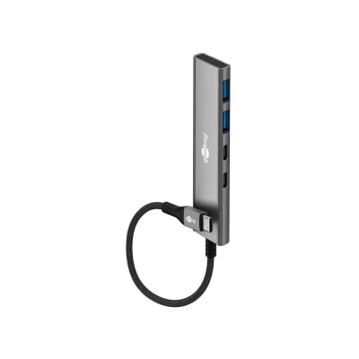 GOOBAY USB hub 76563, 4x θυρών, USB 3.2, 5Gbps, USB-C σύνδεση, γκρι
