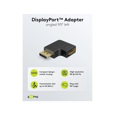 Αντάπτορας GOOBAY DisplayPort 77131, 8K/144Hz, γωνιακός, μαύρος