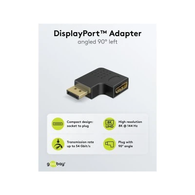 Αντάπτορας GOOBAY DisplayPort 77132, 8K/144Hz, γωνιακός, μαύρος Αντάπτορας GOOBAY DisplayPort 77132, 8K/144Hz, γωνιακός, μαύρος