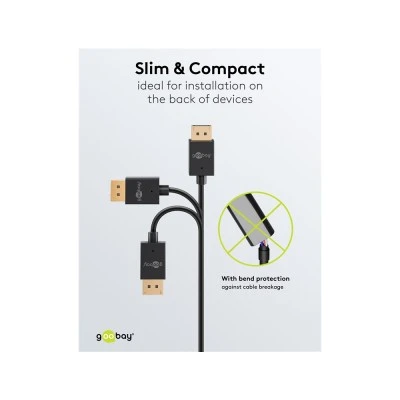 Καλώδιο Goobay DisplayPort 77443, 8K/120Hz, 40 Gbps, 2m, μαύρο Καλώδιο Goobay DisplayPort 77443, 8K/120Hz, 40 Gbps, 2m, μαύρο