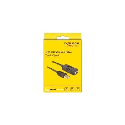 DELOCK καλώδιο USB 2.0 αρσενικό σε θηλυκό 82446, active, 10m, μαύρο